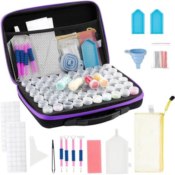 Douorgan 60-Slot Diamond Art Storage Case - Portable Organizer and Accessory Box - Picture 1 of 8